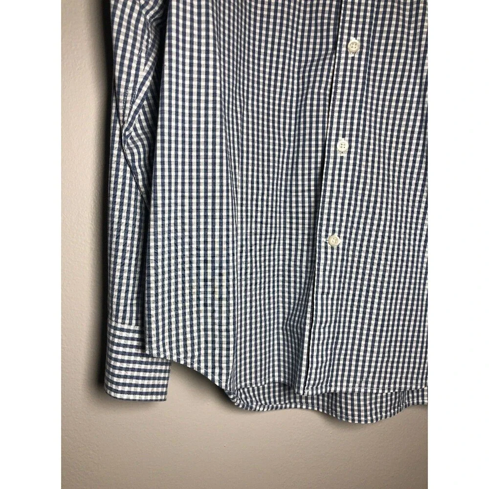 Banana Republic Custom 078 Wash Shirt Camden Fit Large L Blue  Plaid
